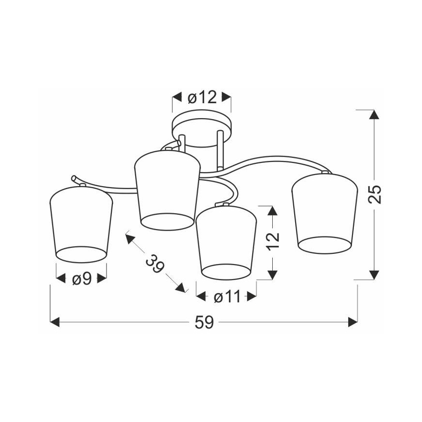 Люстра на штанге ESNYR 4xE27/40W/230V черный/белый