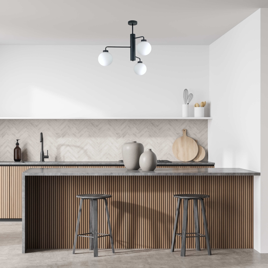 Люстра на штанге FLEX 3xE27/60W/230V черный/белый