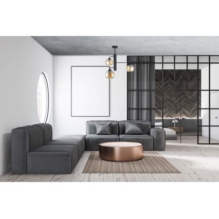 Люстра на штанге FLEX 3xE27/60W/230V черный/дымчатый бежевый