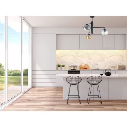 Люстра на штанге FLEX 3xE27/60W/230V черный/дымчатый черный/дымчатый бежевый/прозрачный