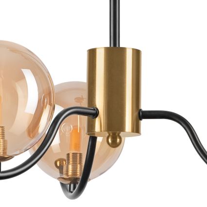 Люстра на штанге GEORGIA 3xE14/5W/230V золотистый/дымчатый бежевый