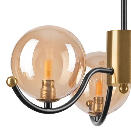 Люстра на штанге GEORGIA 3xE14/5W/230V золотистый/дымчатый бежевый