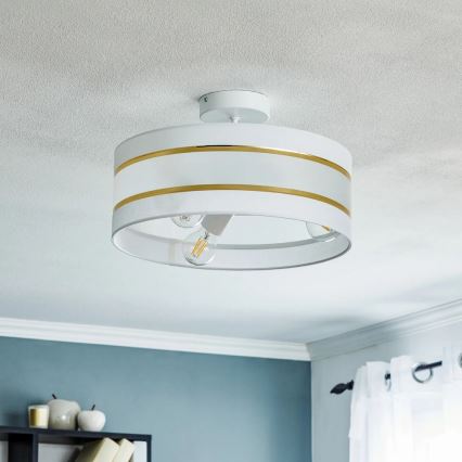 Люстра на штанге HELEN 3xE27/15W/230V белая/золотая