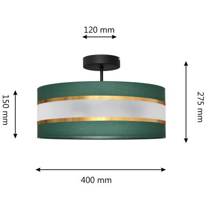 Люстра на штанге HELEN 3xE27/15W/230V зеленый/золотистый