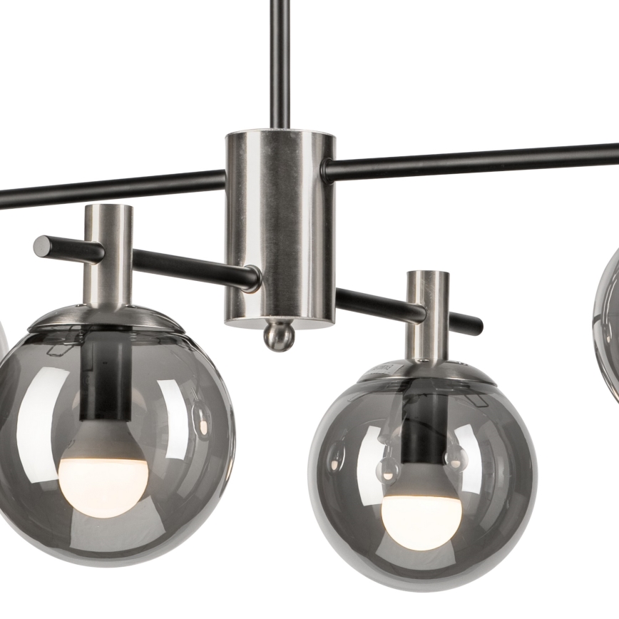 Люстра на штанге LILOU 4xE14/5W/230V матовый хром/дымчатый