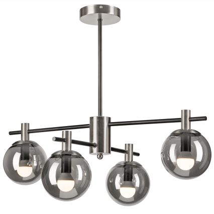 Люстра на штанге LILOU 4xE14/5W/230V матовый хром/дымчатый
