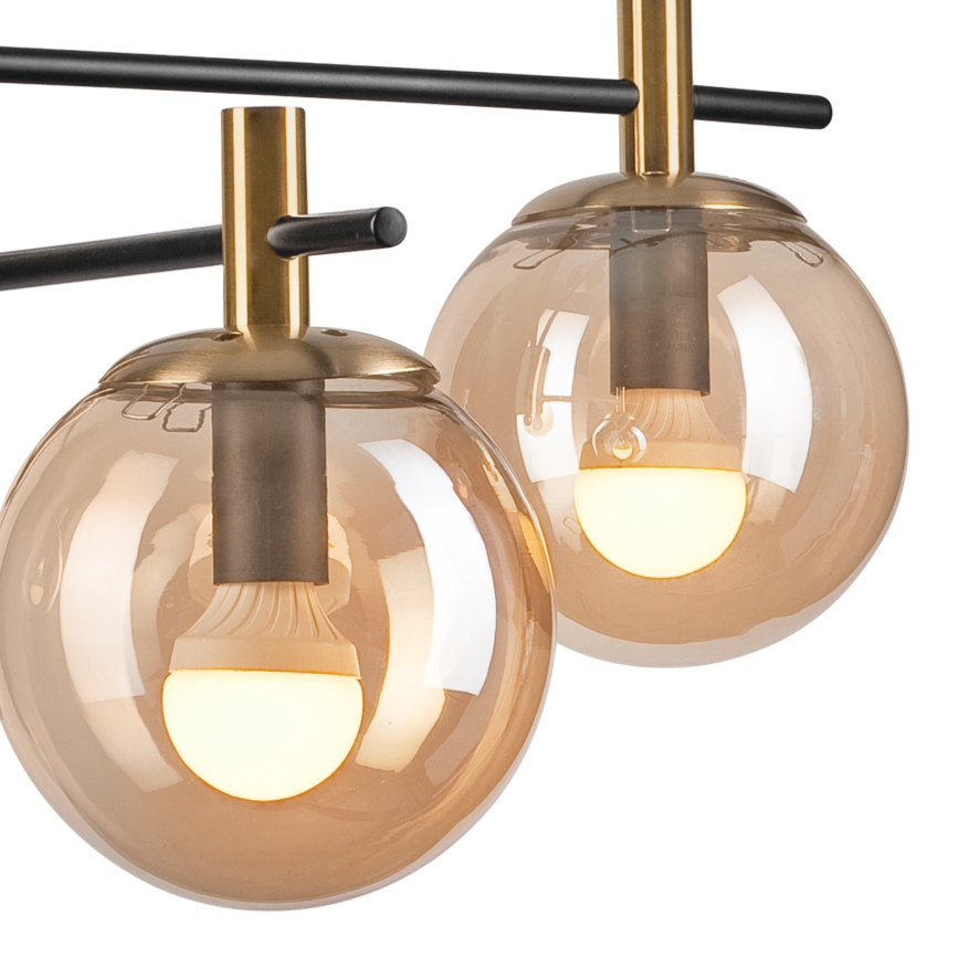 Люстра на штанге LILOU 4xE14/5W/230V золотистый/черный/дымчатый бежевый