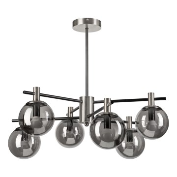 Люстра на штанге LILOU 6xE14/5W/230V матовый хром/дымчатый