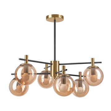 Люстра на штанге LILOU 6xE14/5W/230V золотистый/черный/дымчатый бежевый