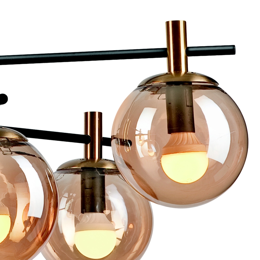 Люстра на штанге LILOU 6xE14/5W/230V золотистый/черный/дымчатый бежевый