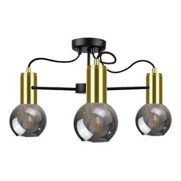 Люстра на штанге LIVA 3xE27/60W/230V черная/золотая
