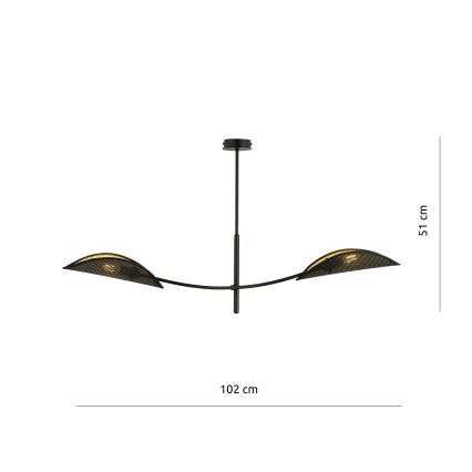 Люстра на штанге LOTUS 2xE14/10W/230V черный/золотистый