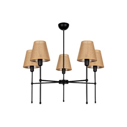 Люстра на штанге MADELA 5xE14/40W/230V джут/чёрный