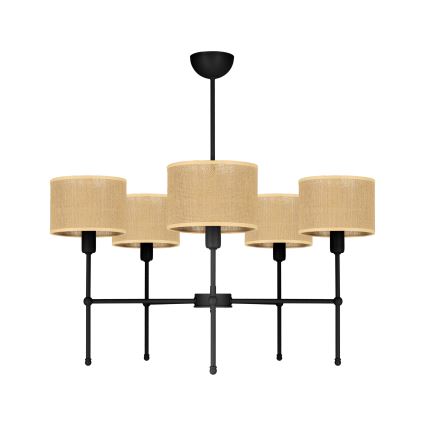 Lюстра на штанге MADELA 5xE14/40W/230V джут/чёрный