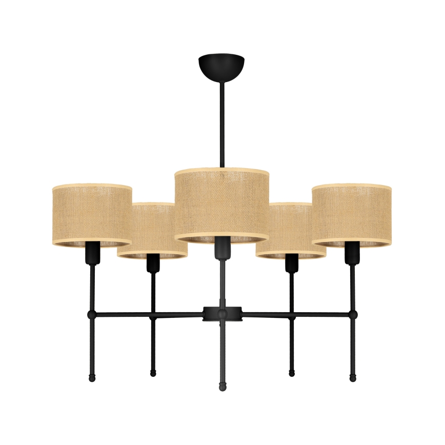 Lюстра на штанге MADELA 5xE14/40W/230V джут/чёрный