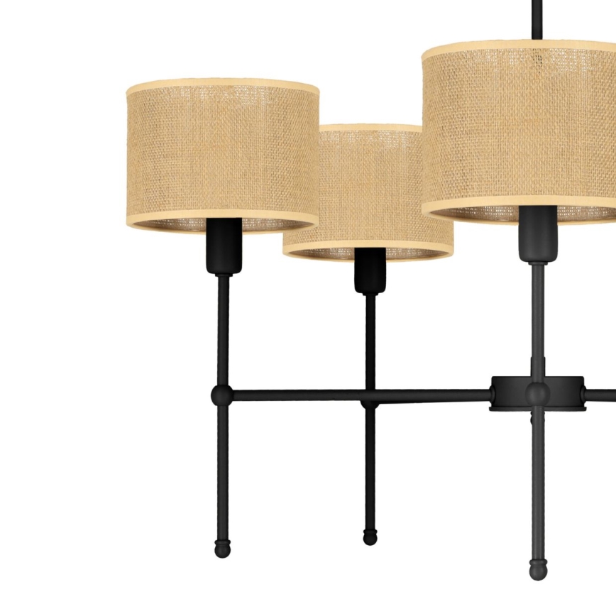 Lюстра на штанге MADELA 5xE14/40W/230V джут/чёрный