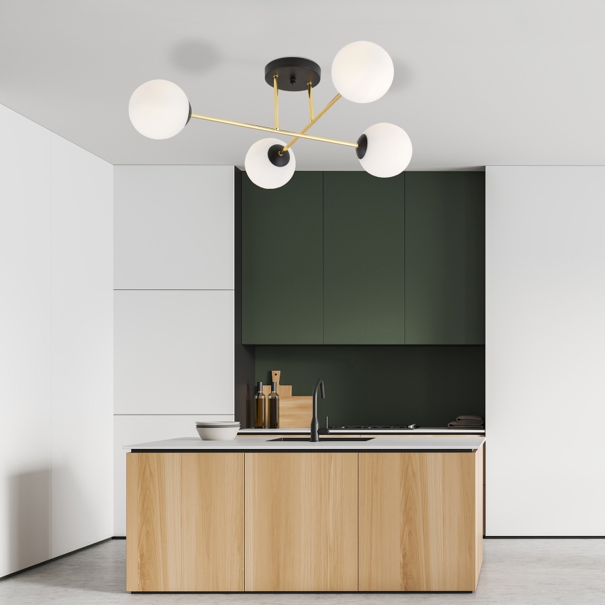 Люстра на штанге MAGNUM 4xE14/10W/230V белая/золотая/черная