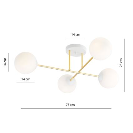 Люстра на штанге MAGNUM 4xE14/10W/230V белая/золотая