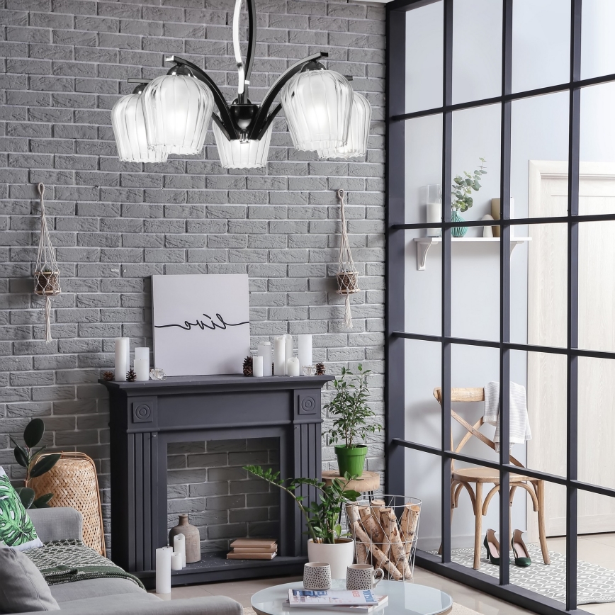 Люстра на штанге PAULA 5xE27/60W/230V черная