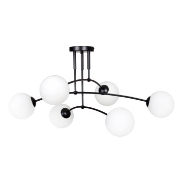 Люстра на штанге PREGOS 6xE14/10W/230V черный/белый
