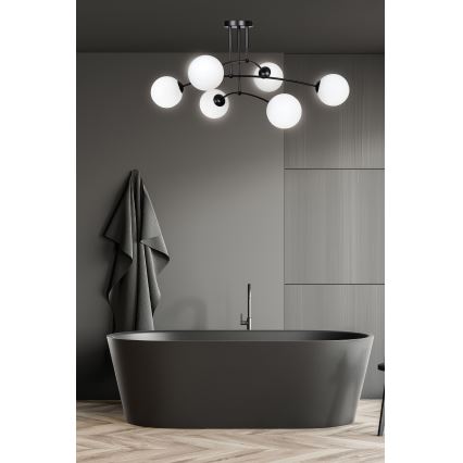 Люстра на штанге PREGOS 6xE14/10W/230V черный/белый