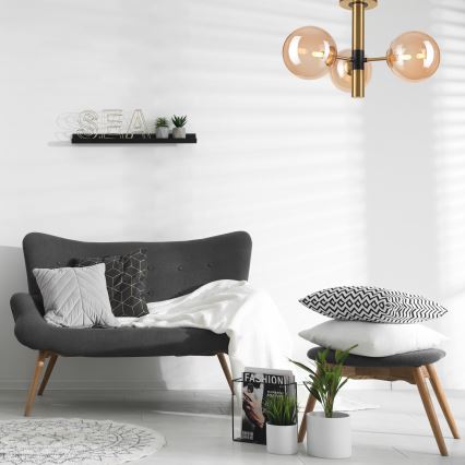 Люстра на штанге ROLLO 3xG9/5W/230V золотистый/дымчатый бежевый