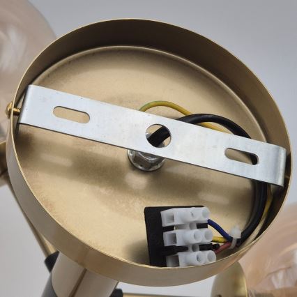 Люстра на штанге ROLLO 3xG9/5W/230V золотистый/дымчатый бежевый