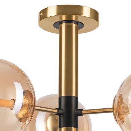 Люстра на штанге ROLLO 3xG9/5W/230V золотистый/дымчатый бежевый