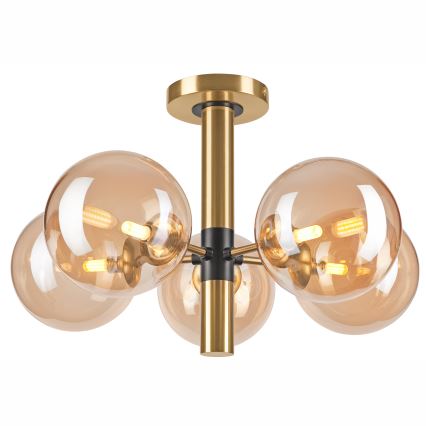 Люстра на штанге ROLLO 5xG9/5W/230V золотистый/дымчатый бежевый
