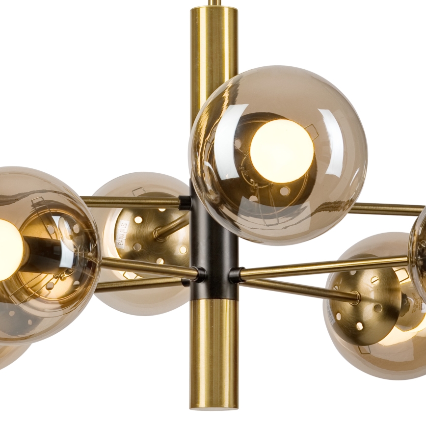 Люстра на штанге ROLLO 8xE14/5W/230V золотистый/дымчатый бежевый