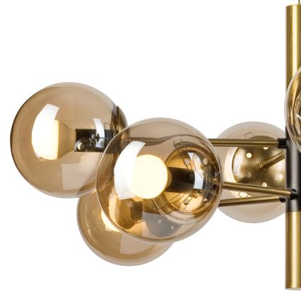 Люстра на штанге ROLLO 8xE14/5W/230V золотистый/дымчатый бежевый