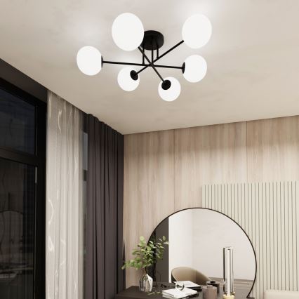 Люстра на штанге ROMA 6xE14/10W/230V черный/белый