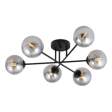 Люстра на штанге ROMA 6xE14/10W/230V черный/дымчатый