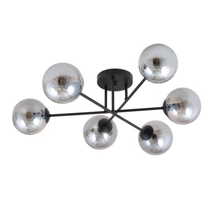 Люстра на штанге ROMA 6xE14/10W/230V черный/дымчатый