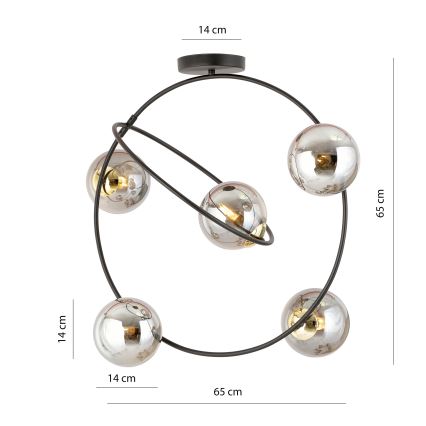 Люстра на штанге STARDOM 5xE14/10W/230V черный/серый