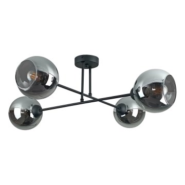 Люстра на штанге VASCO 4xE27/60W/230V черный/дымчатый черный