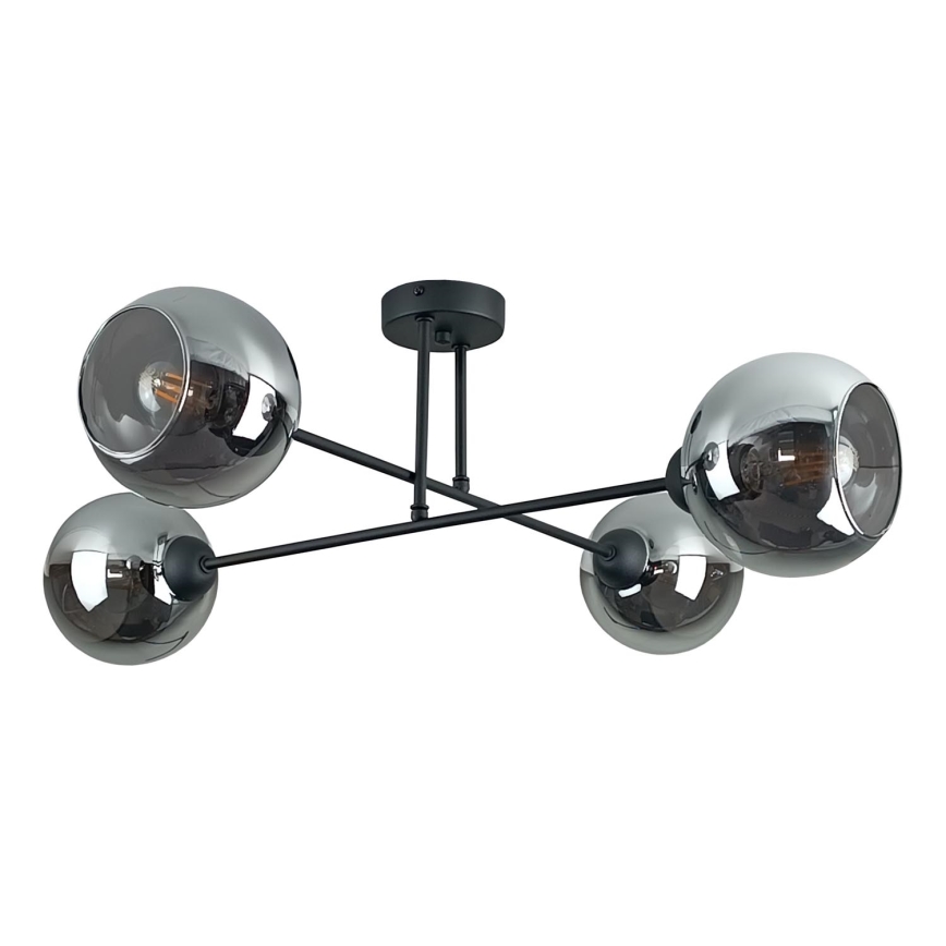 Люстра на штанге VASCO 4xE27/60W/230V черный/дымчатый черный