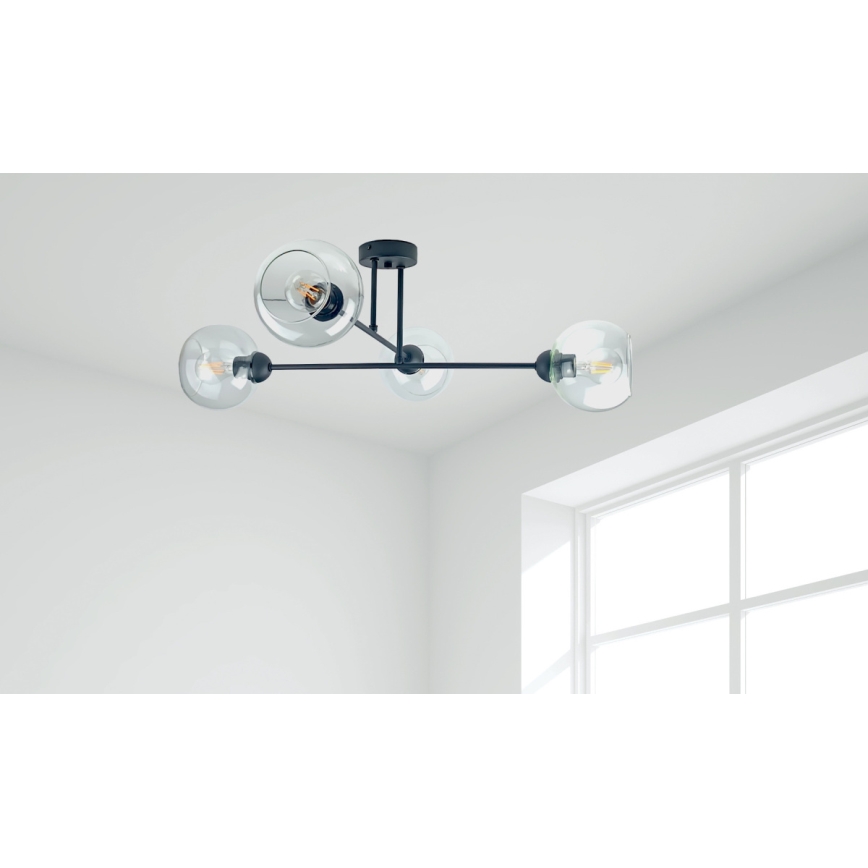 Люстра на штанге VASCO 4xE27/60W/230V черный/прозрачный