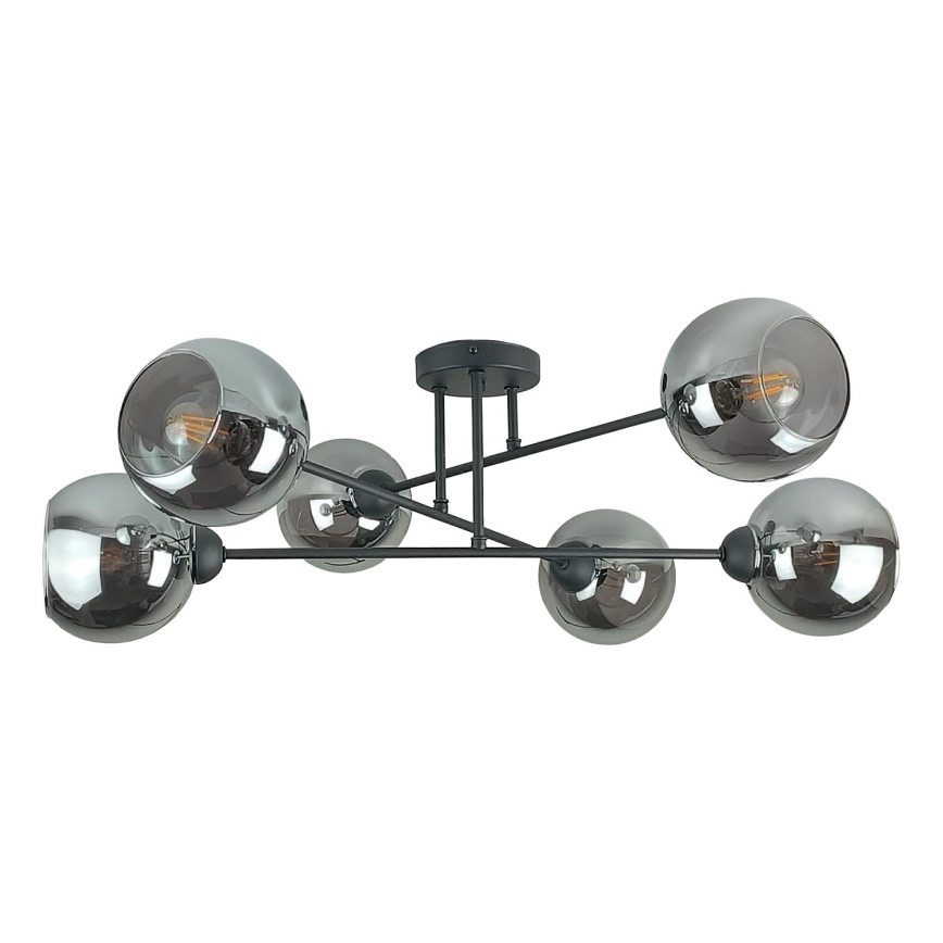 Люстра на штанге VASCO 6xE27/60W/230V черный/дымчатый черный