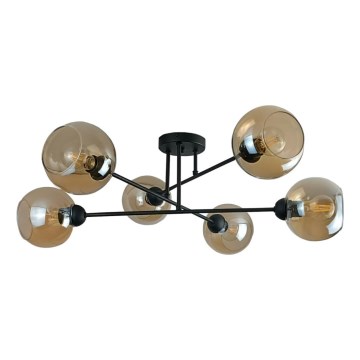Люстра на штанге VASCO 6xE27/60W/230V черный/дымчатый бежевый