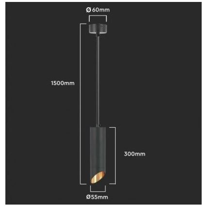 Люстра на штанзі 1xGU10/35W/230V 30 cm чорний