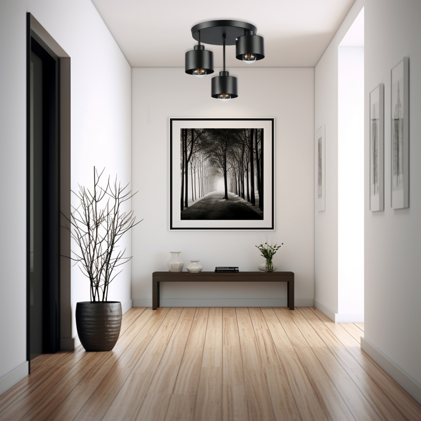 Люстра на штанзі 3xE27/35W/230V діаметр 30 см чорний