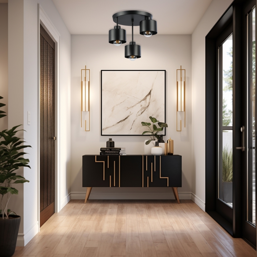 Люстра на штанзі 3xE27/35W/230V діаметр 30 см чорний