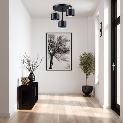 Люстра на штанзі 3xE27/35W/230V діаметр 30 см чорний/золотий