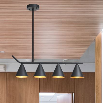 Люстра на штанзі 4xΕ27/40W/230V чорний