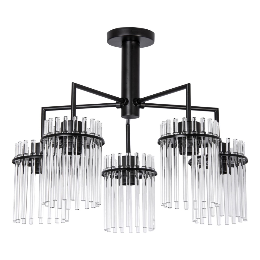 Люстра на штанзі 5xE27/60W/230V чорний/прозорий