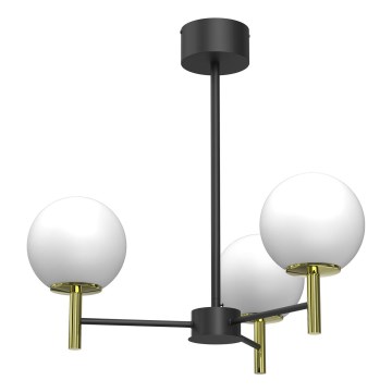 Люстра на штанзі AWINION 3xE27/15W/230V білий/золотий/чорний