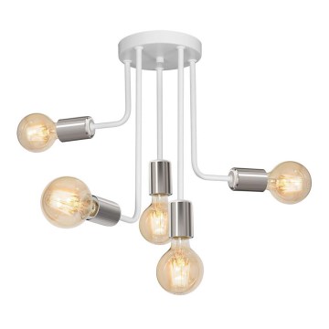 Люстра на штанзі CANDELA 5xE27/15W/230V білий/глянцевий хром