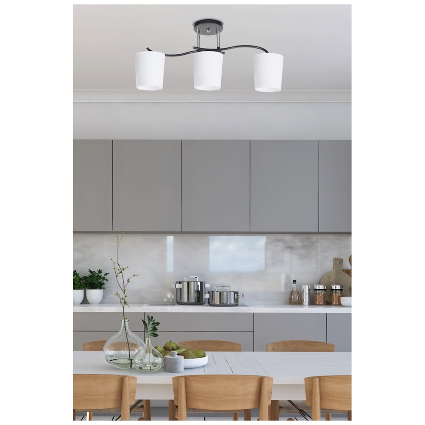 Люстра на штанзі ESNYR 3xE27/40W/230V чорний/білий