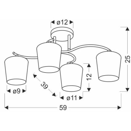 Люстра на штанзі ESNYR 4xE27/40W/230V чорний/білий
